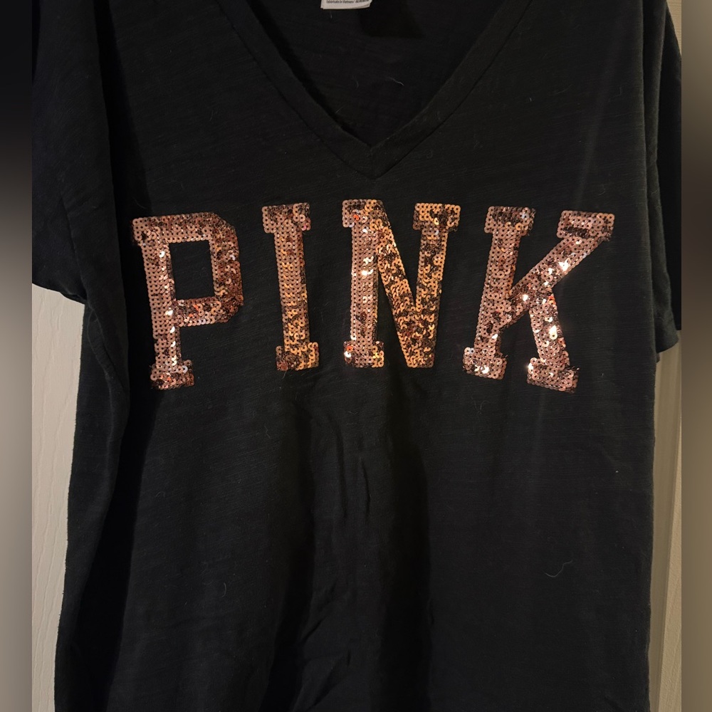Victoria's Secret PINK Black Apparel with Rose Gold Sequins
